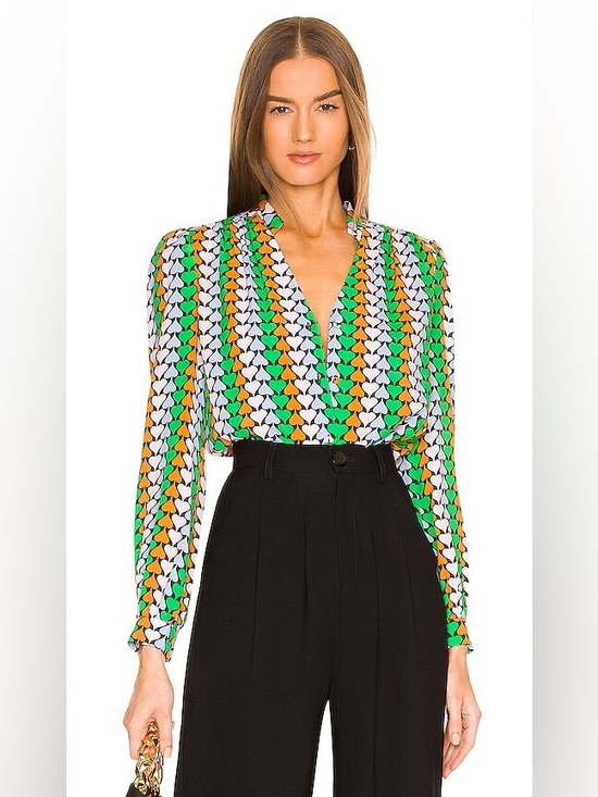 Diane Von Furstenberg Tops - Diane von Furstenberg Washington Blouse in Heart Trail | Silk Blend Button Front